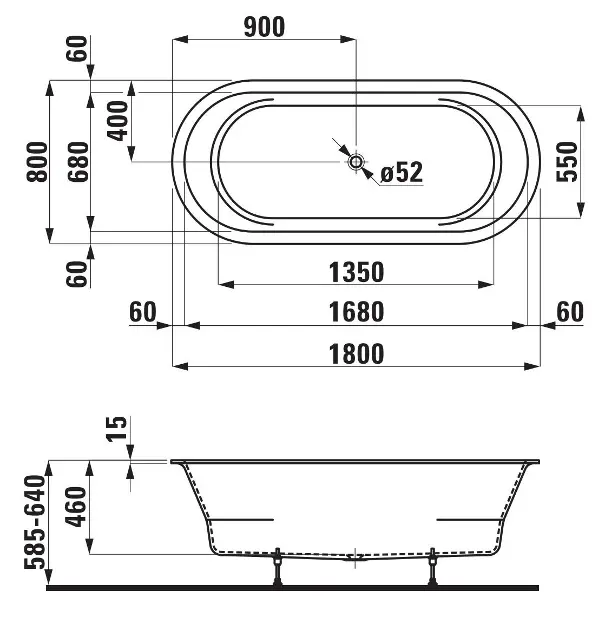 Laufen - Pro - Fürdőkád - H2419500000001 – 2. kép