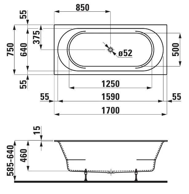 Laufen - Pro - Fürdőkád - H2429500000001 – 2. kép