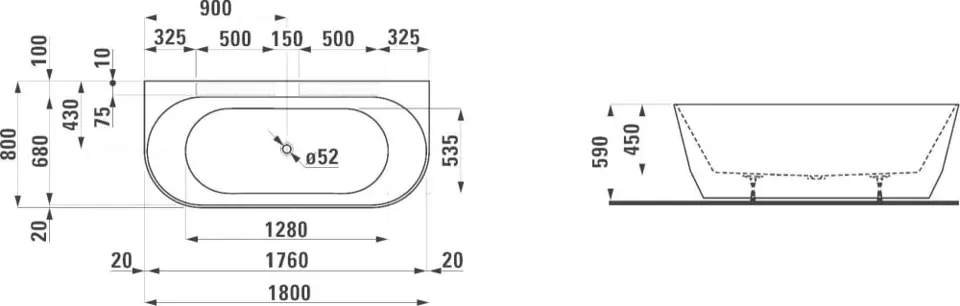 Laufen - Pro - Fürdőkád - H2459570000001 – 2. kép