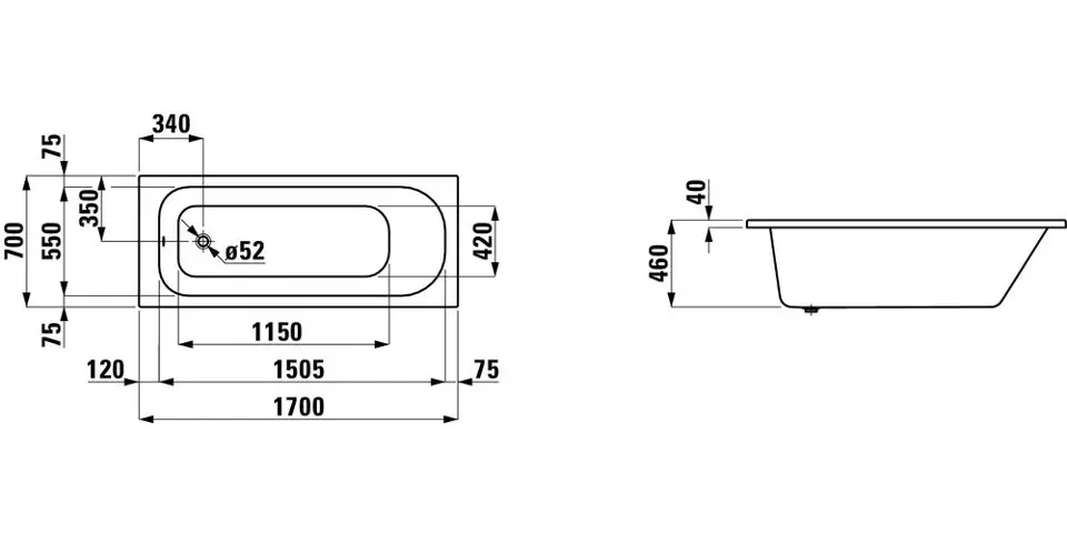 Laufen - Solutions - Fürdőkád - H2225000000001 – 2. kép