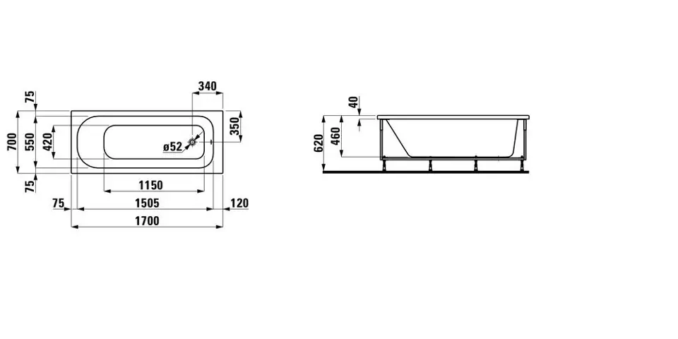 Laufen - Solutions - Fürdőkád - H2225060000001 – 2. kép