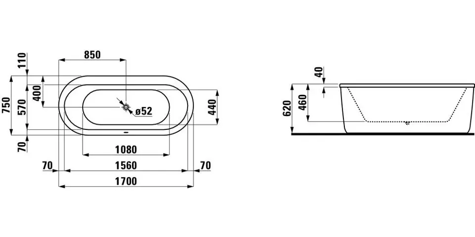 Laufen - Solutions - Fürdőkád - H2225120000001 – 2. kép