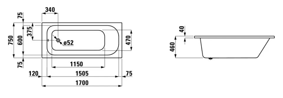 Laufen - Solutions - Fürdőkád - H2235000000001 – 2. kép