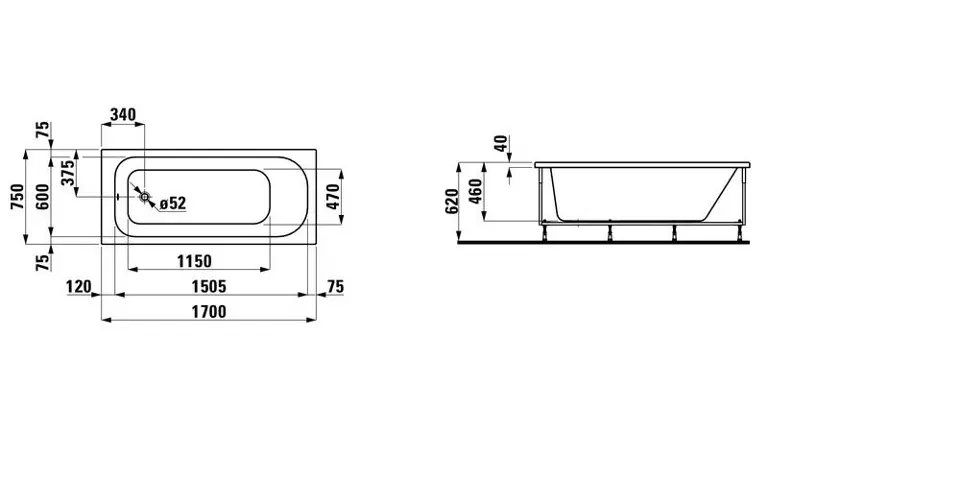 Laufen - Solutions - Fürdőkád - H2235050000001 – 2. kép