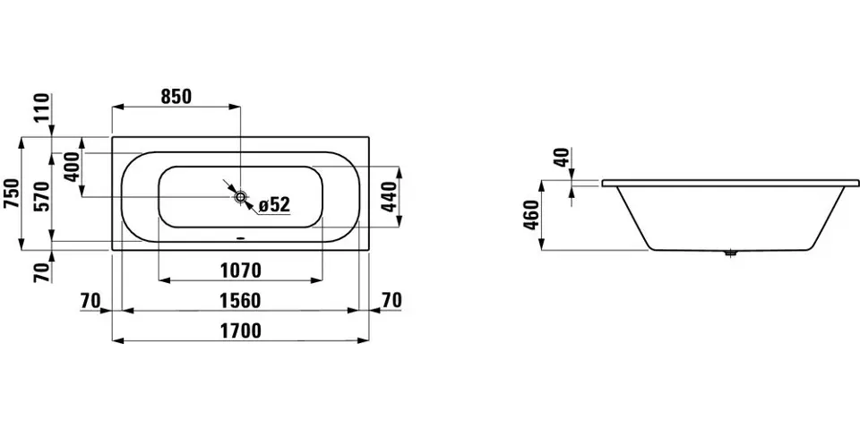 Laufen - Solutions - Fürdőkád - H2235300000001 – 2. kép