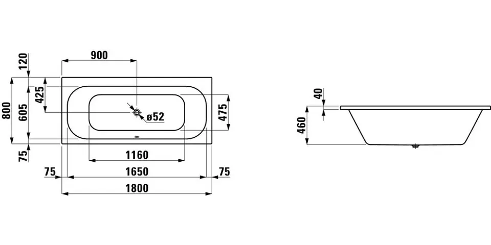 Laufen - Solutions - Fürdőkád - H2245000000001 – 2. kép