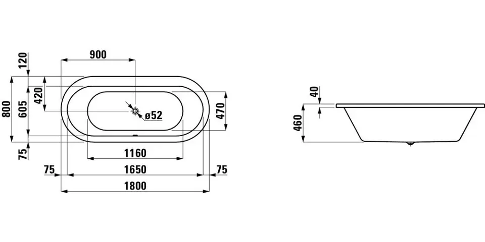 Laufen - Solutions - Fürdőkád - H2245100000001 – 2. kép