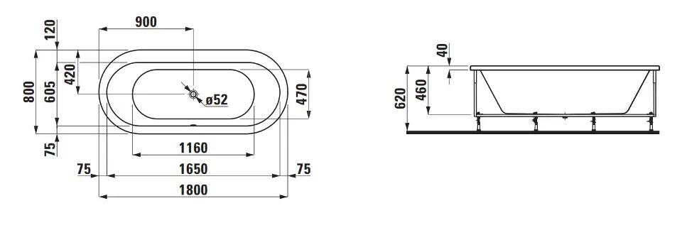 Laufen - Solutions - Fürdőkád - H2245110000001 – 2. kép