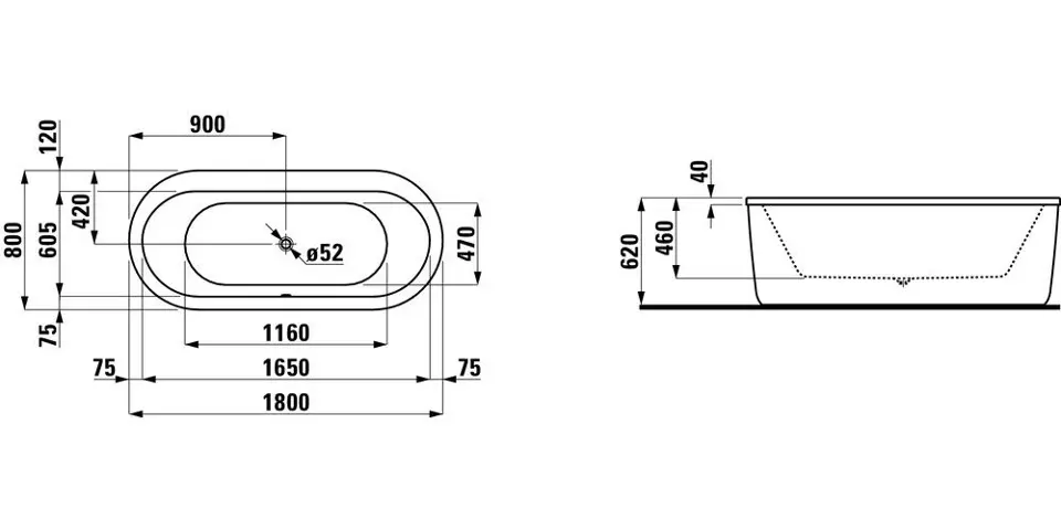 Laufen - Solutions - Fürdőkád - H2245120000001 – 2. kép