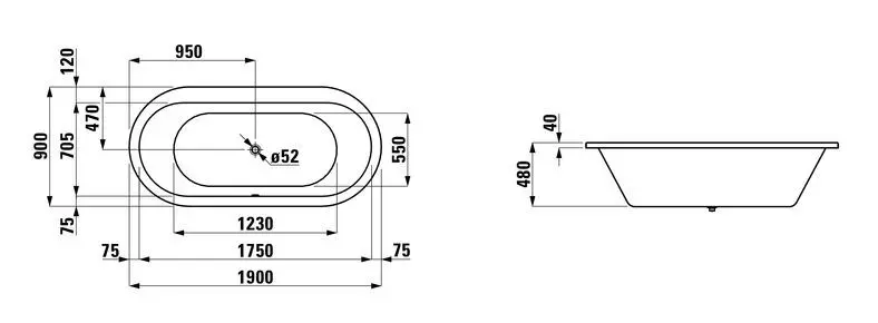 Laufen - Solutions - Fürdőkád - H2255100000001 – 2. kép