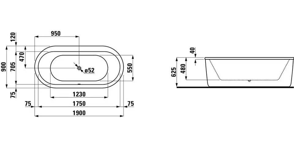 Laufen - Solutions - Fürdőkád - H2255120000001 – 2. kép