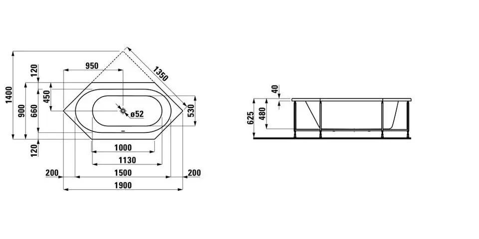 Laufen - Solutions - Fürdőkád - H2255210000001 – 2. kép