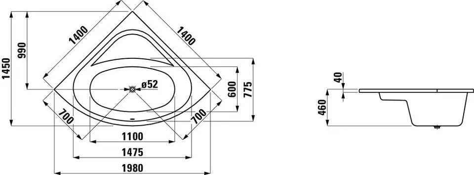 Laufen - Solutions - Fürdőkád - H2425000000001 – 2. kép
