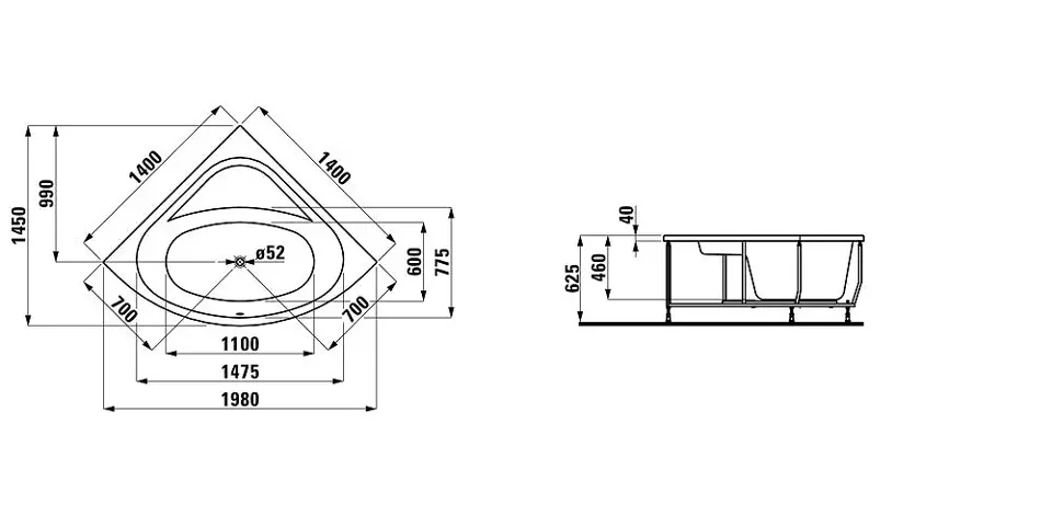 Laufen - Solutions - Fürdőkád - H2425070000001 – 2. kép