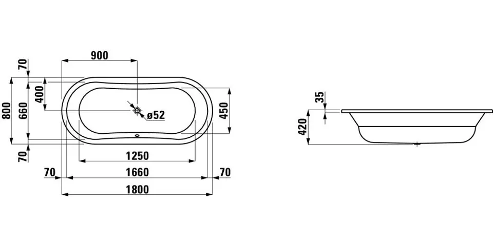 Laufen - Thallium - Fürdőkád - H2250800000401 – 2. kép
