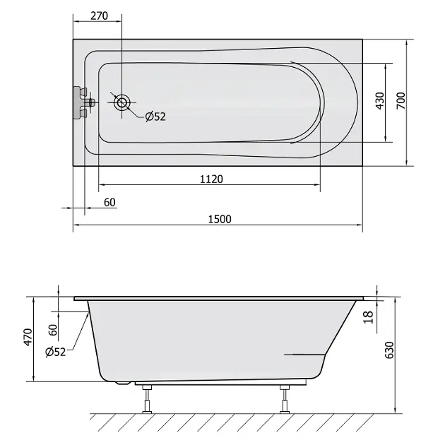 Polysan - Bathtubs - Fürdőkád - 85111S – 2. kép
