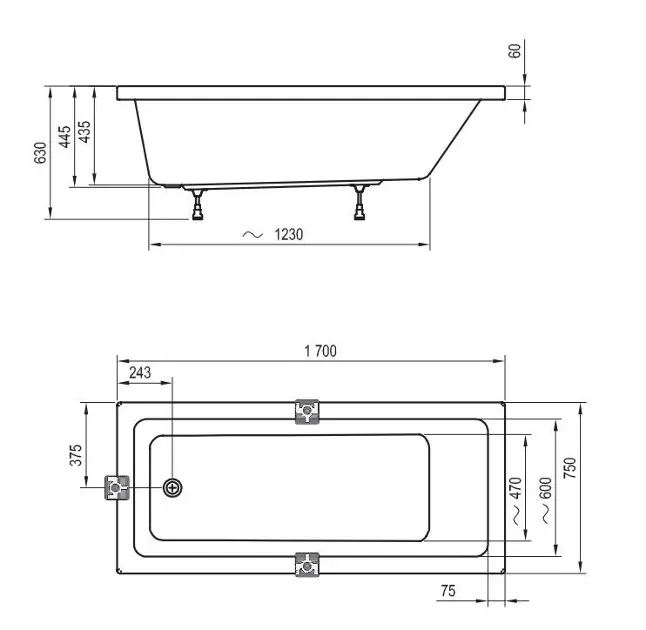 Ravak - 10° - Fürdőkád - CA71000000 – 2. kép