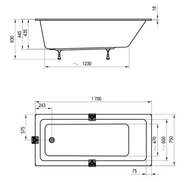 Ravak - 10° - Fürdőkád - CA71300000 – 2. kép