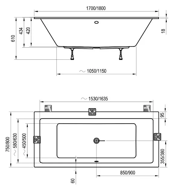 Ravak - Formy 01 Slim - Fürdőkád - C881300000 – 2. kép