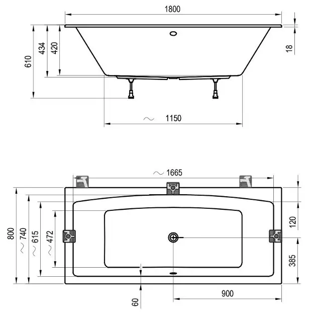 Ravak - Formy 02 Slim - Fürdőkád - C891300000 – 2. kép
