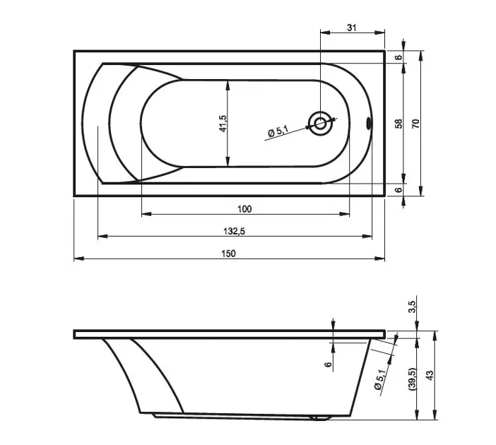RIHO - Miami - Fürdőkád - B058001005 – 2. kép