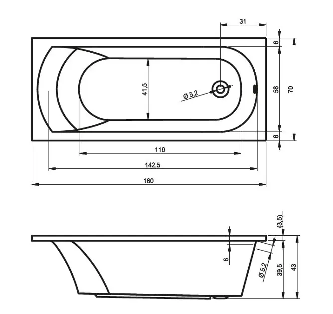 RIHO - Miami - Fürdőkád - B059001005 – 2. kép