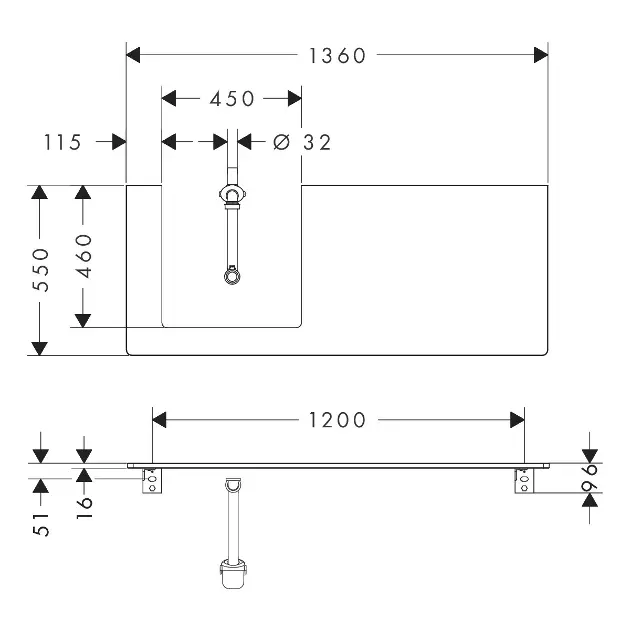 Hansgrohe - Xelu Q - Fürdőszobai munkalap - 54097230 – 2. kép