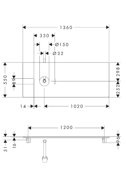 Hansgrohe - Xelu Q - Fürdőszobai munkalap - 54116230 – 2. kép