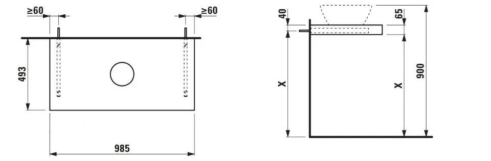 Laufen - Lani - Fürdőszobai munkalap - H4046611122661 – 2. kép