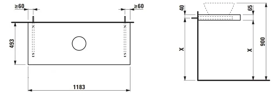 Laufen - Lani - Fürdőszobai munkalap - H4046711122661 – 2. kép