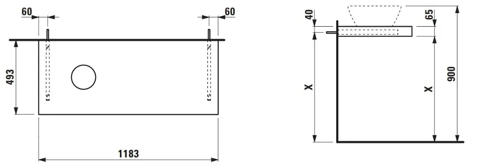 Laufen - Lani - Fürdőszobai munkalap - H4046721122671 – 2. kép