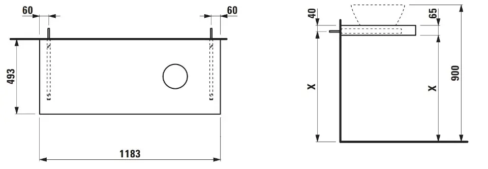 Laufen - Lani - Fürdőszobai munkalap - H4046731122671 – 2. kép