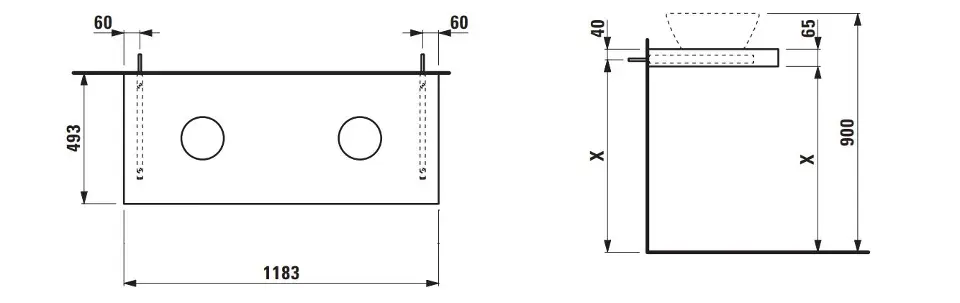 Laufen - Lani - Fürdőszobai munkalap - H4046741122671 – 2. kép