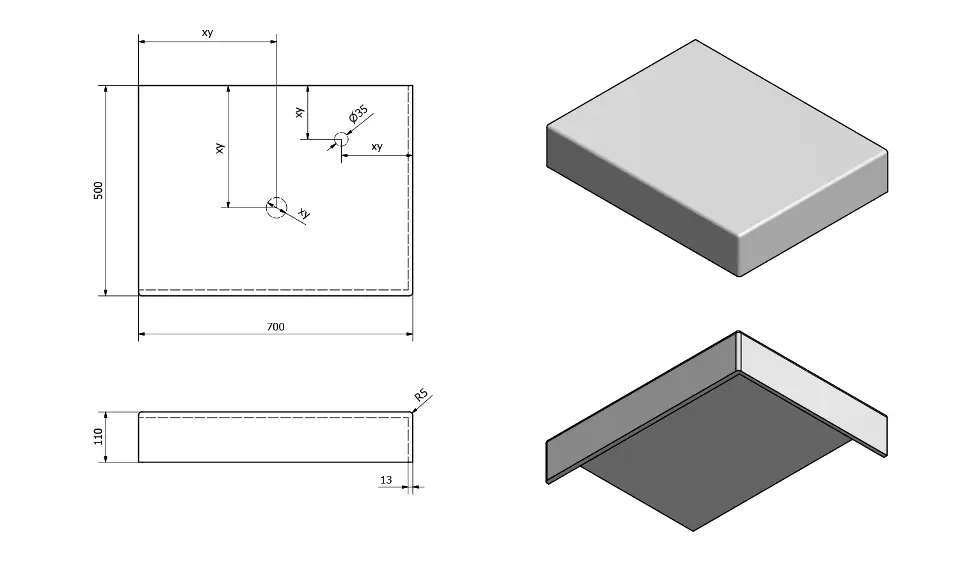 Sapho - Tailor - Fürdőszobai munkalap - TR070R – 2. kép