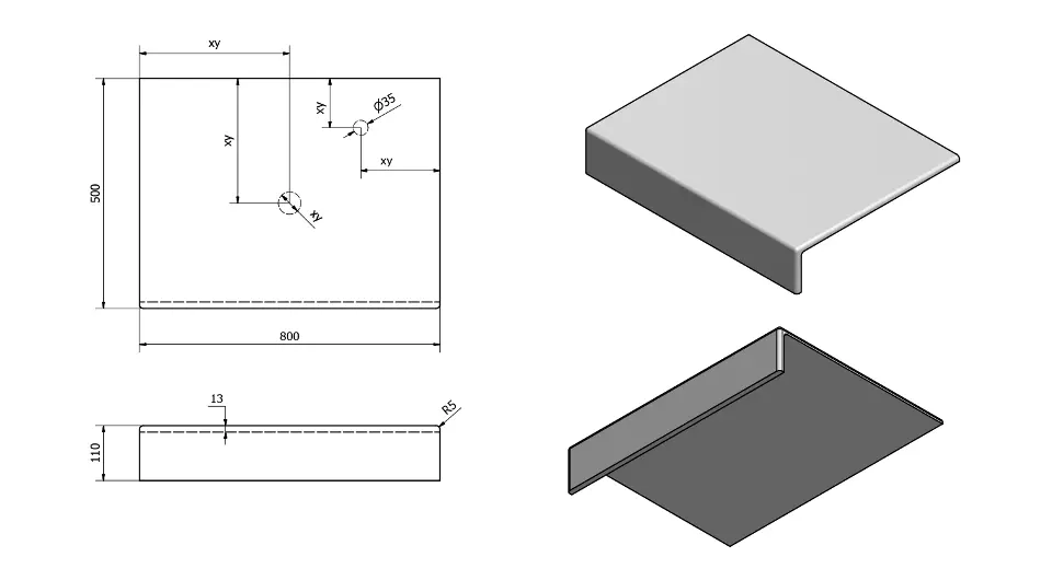Sapho - Tailor - Fürdőszobai munkalap - TR080F – 2. kép