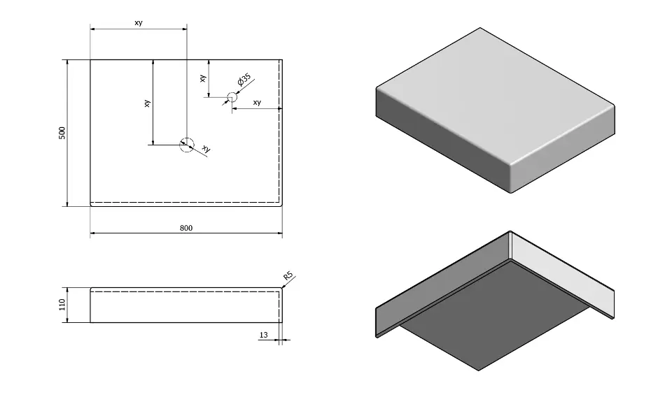 Sapho - Tailor - Fürdőszobai munkalap - TR080R – 2. kép