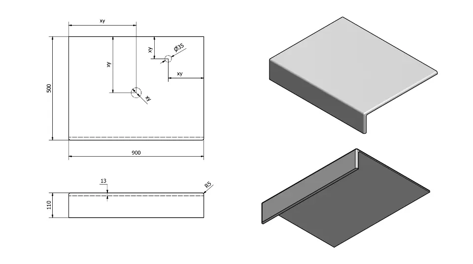 Sapho - Tailor - Fürdőszobai munkalap - TR090F – 2. kép