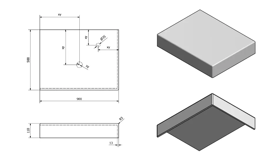 Sapho - Tailor - Fürdőszobai munkalap - TR090R – 2. kép