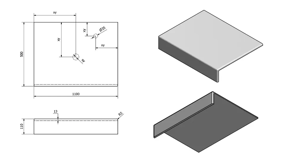Sapho - Tailor - Fürdőszobai munkalap - TR110F – 2. kép