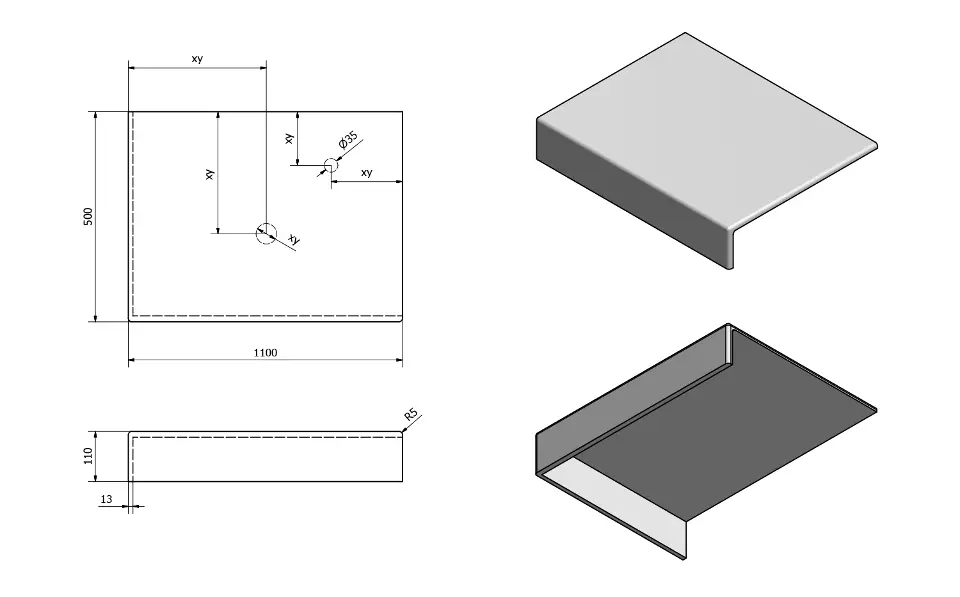 Sapho - Tailor - Fürdőszobai munkalap - TR110L – 2. kép