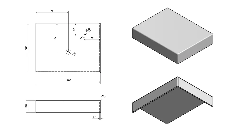 Sapho - Tailor - Fürdőszobai munkalap - TR120R – 2. kép