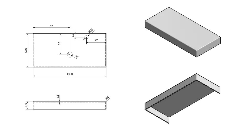 Sapho - Tailor - Fürdőszobai munkalap - TR130C – 2. kép