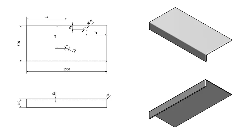 Sapho - Tailor - Fürdőszobai munkalap - TR130F – 2. kép