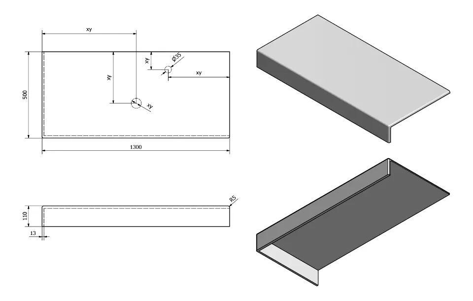 Sapho - Tailor - Fürdőszobai munkalap - TR130L – 2. kép