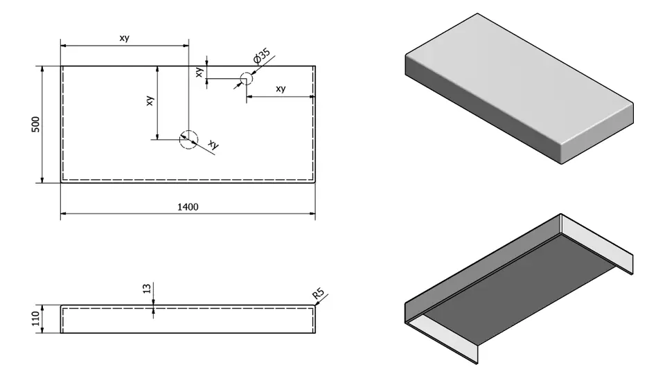 Sapho - Tailor - Fürdőszobai munkalap - TR140C – 2. kép