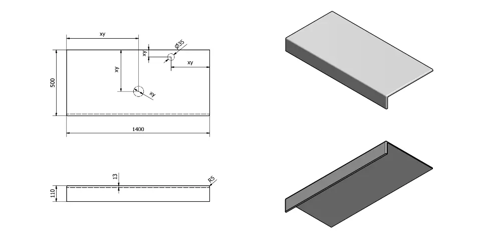 Sapho - Tailor - Fürdőszobai munkalap - TR140F – 2. kép