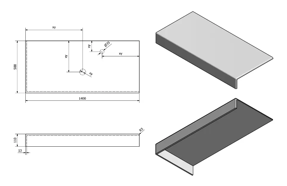 Sapho - Tailor - Fürdőszobai munkalap - TR140L – 2. kép