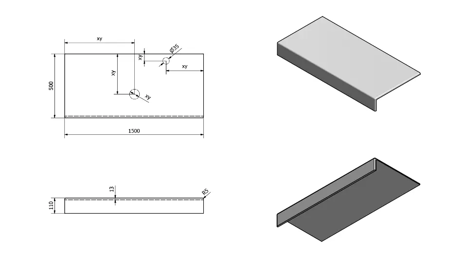 Sapho - Tailor - Fürdőszobai munkalap - TR150F – 2. kép