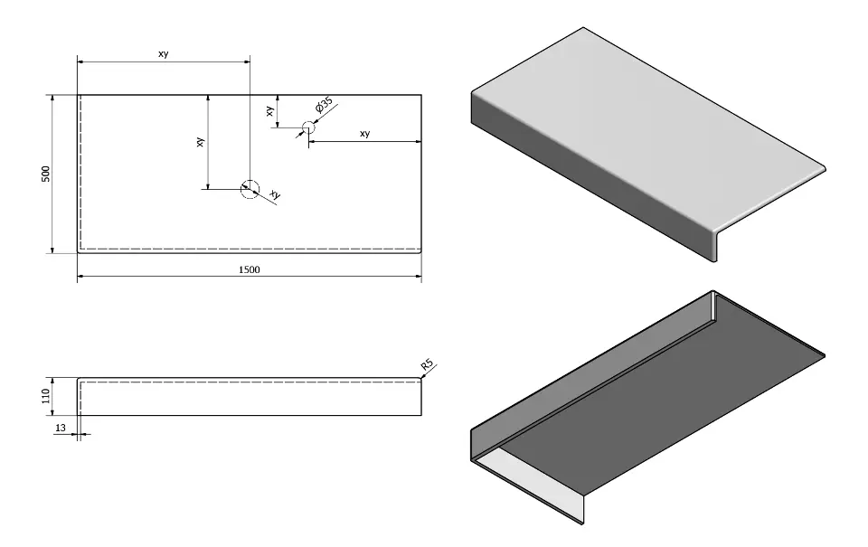 Sapho - Tailor - Fürdőszobai munkalap - TR150L – 2. kép
