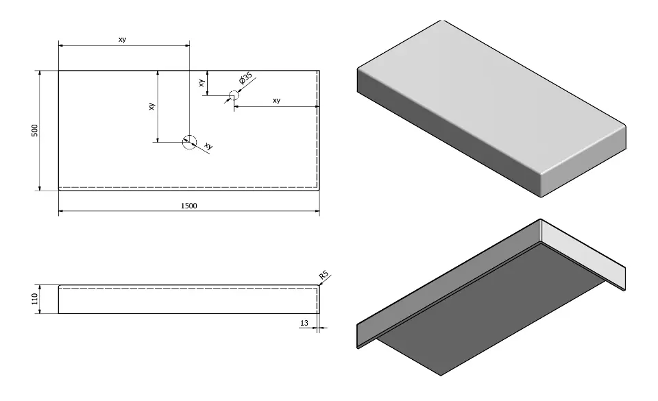 Sapho - Tailor - Fürdőszobai munkalap - TR150R – 2. kép